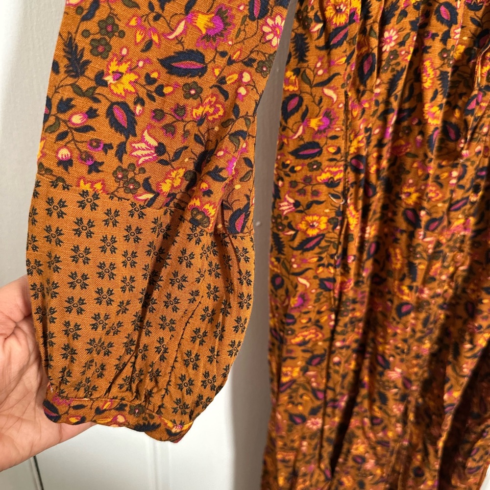 Long Sleeve Dress in Orange and Brown Perfect for Fall - Picture 8 of 9